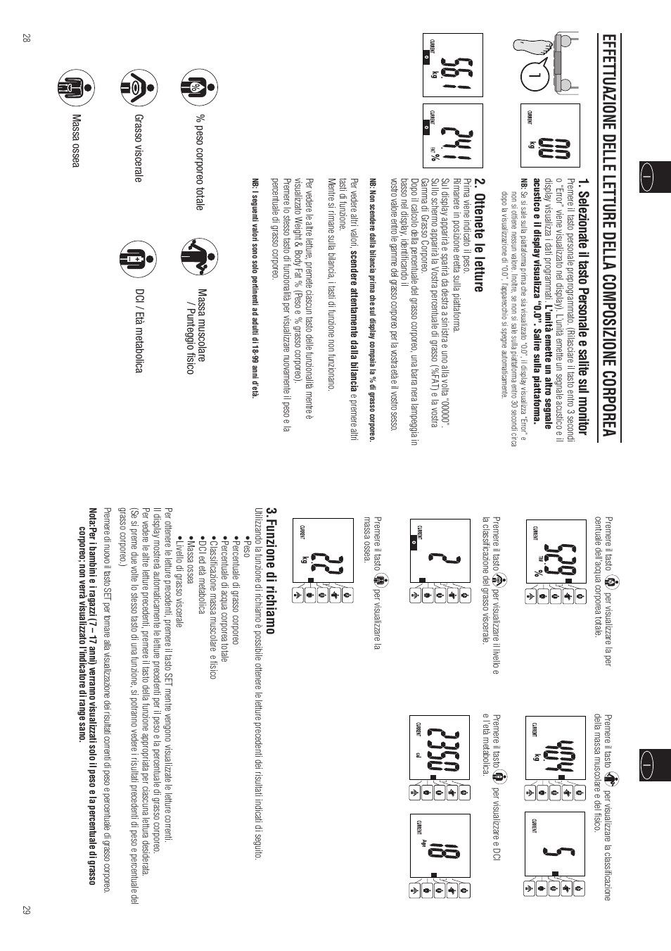 Ottenete le letture, Funzione di richiamo | Tanita InnerScan BC-557 User Manual | Page 16 / 23