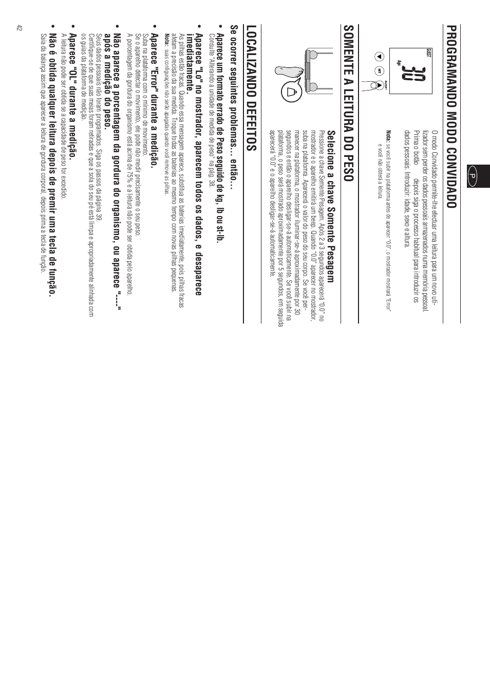 Localizando defeitos, Selecione a chave somente pesagem | Tanita InnerScan BC-557 User Manual | Page 23 / 23