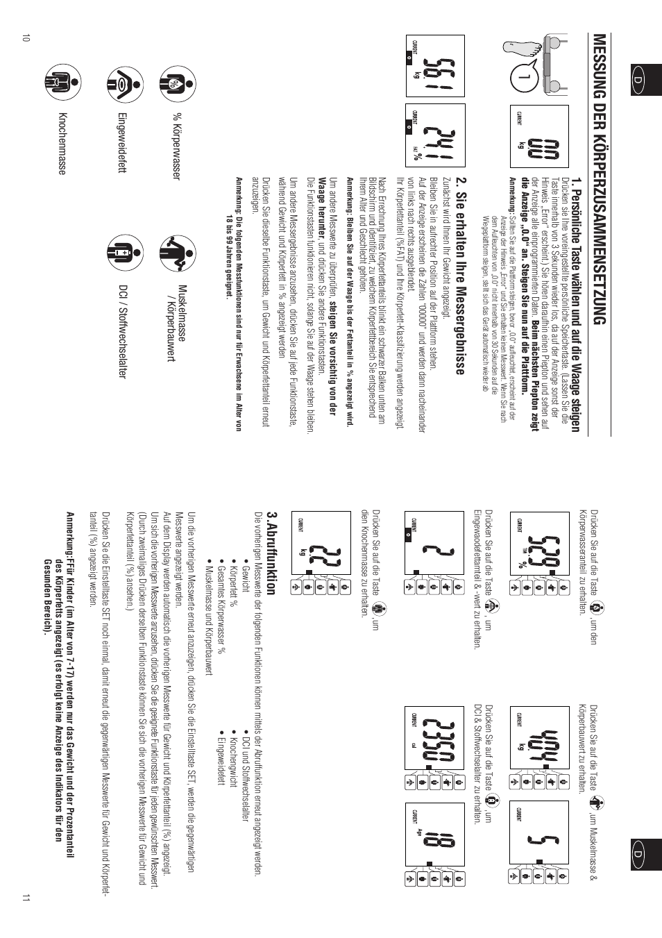 Messung der körperzusammensetzung, Sie erhalten ihre messergebnisse, Abruffunktion | Tanita InnerScan BC-557 User Manual | Page 7 / 23