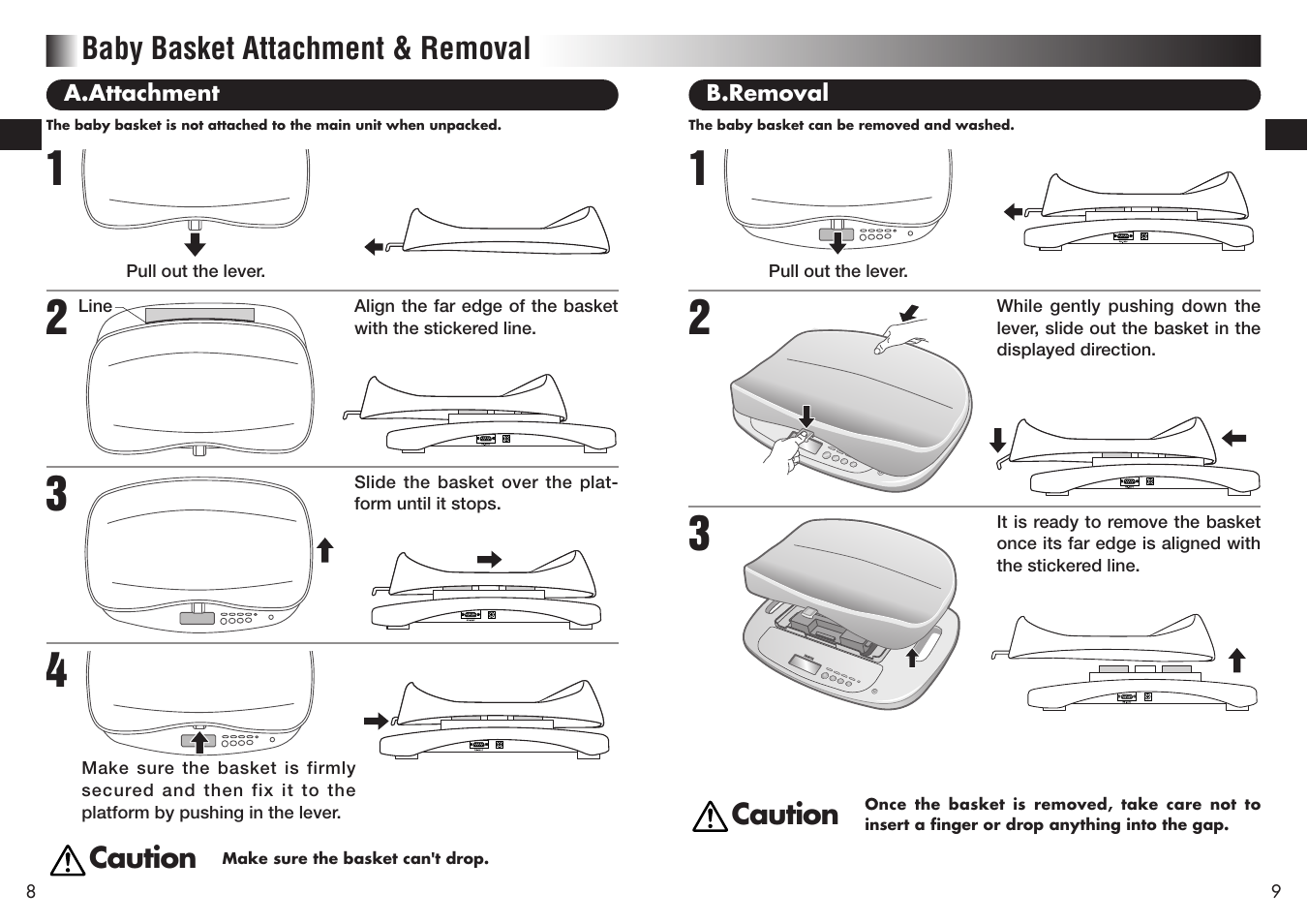 Baby basket attachment & removal | Tanita BD-815U User Manual | Page 5 / 15