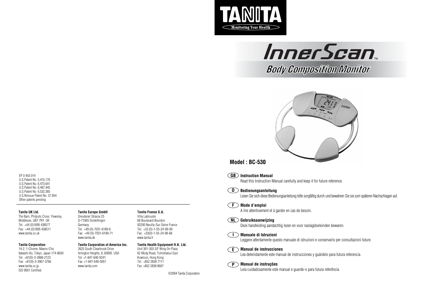 Tanita Body Composition Monitor BC-530 User Manual | 4 pages