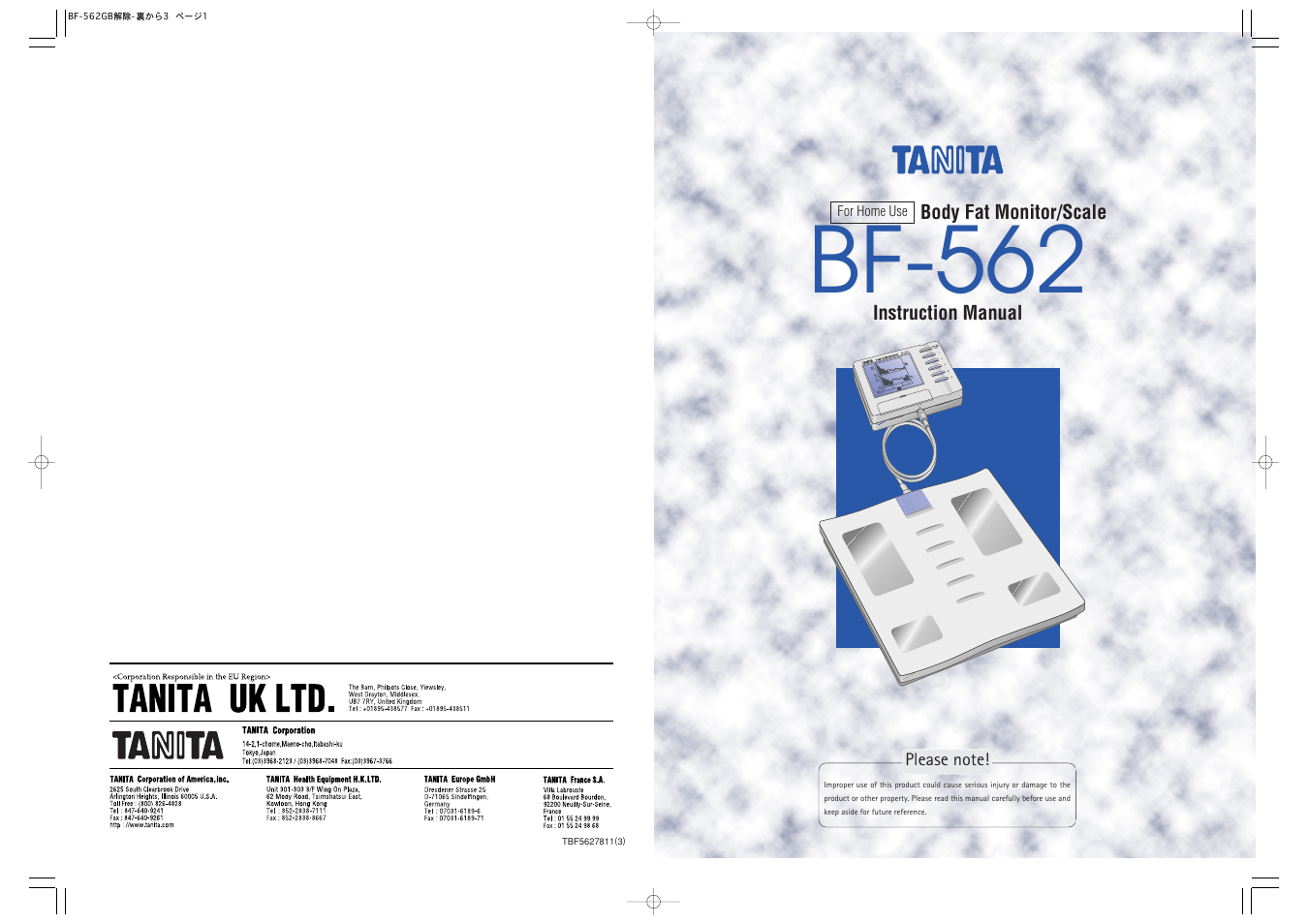 Tanita BF-562 User Manual | 14 pages