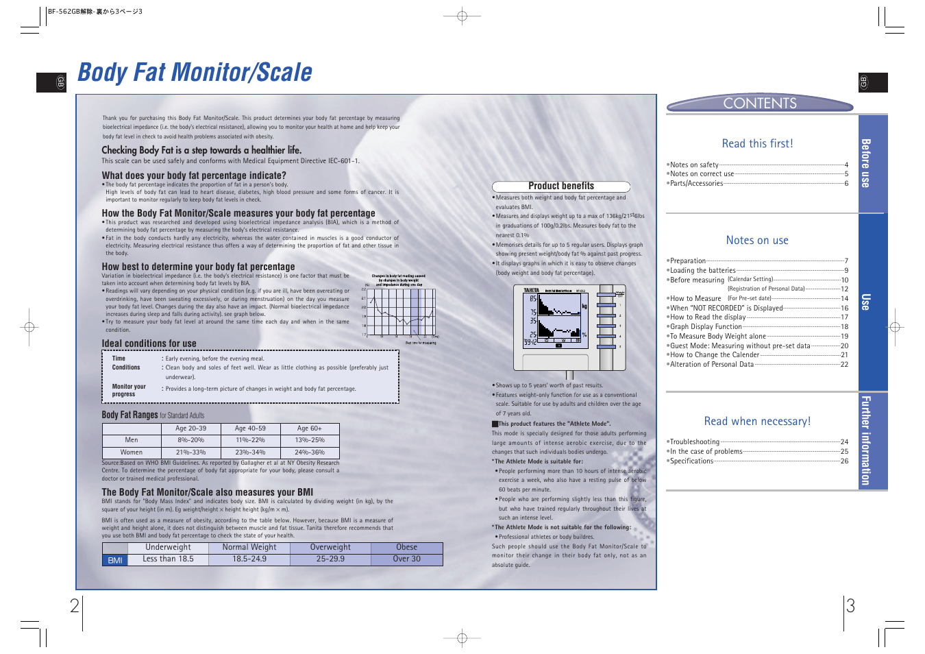 Tanita BF-562 User Manual | Page 8 / 14