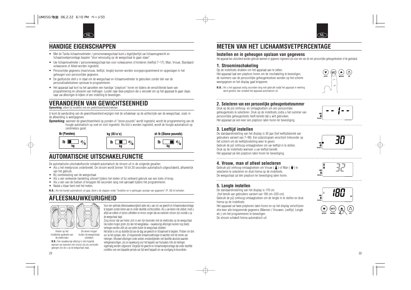 Veranderen van gewichtseenheid | Tanita UM-050 User Manual | Page 17 / 26