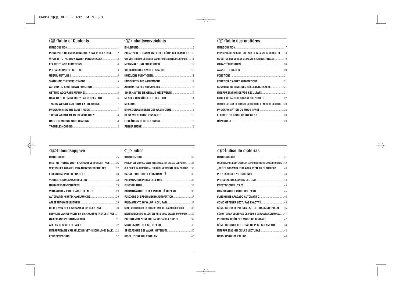 Tanita UM-050 User Manual | Page 2 / 26
