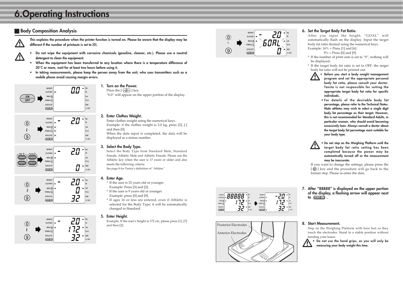 Operating instructions, A body composition analysis | Tanita BC-41 User Manual | Page 10 / 23
