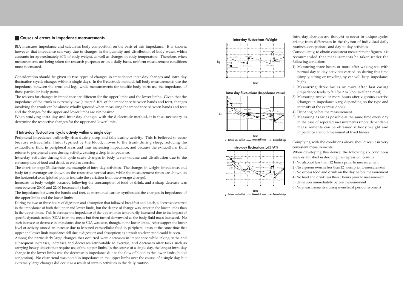 A causes of errors in impedance measurements | Tanita BC-41 User Manual | Page 20 / 23