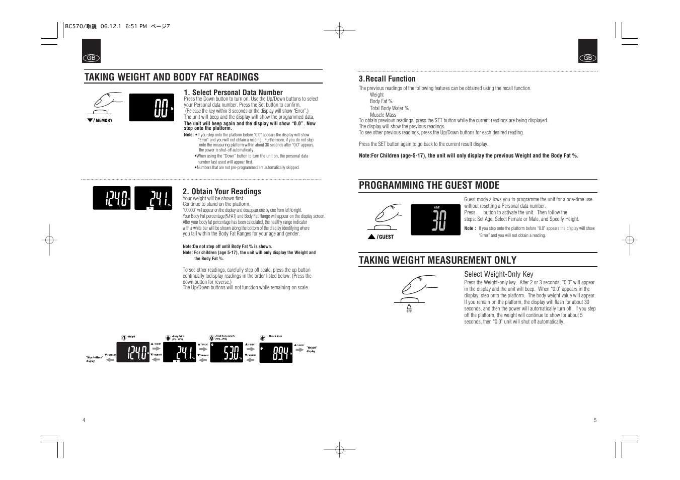 Tanita Body Composition Monitor BC-570 User Manual | Page 4 / 24