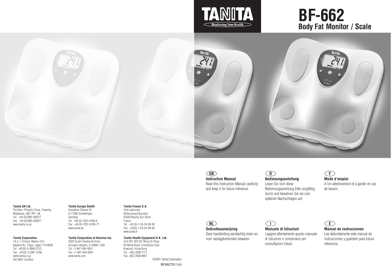Tanita BF-662 User Manual | 10 pages
