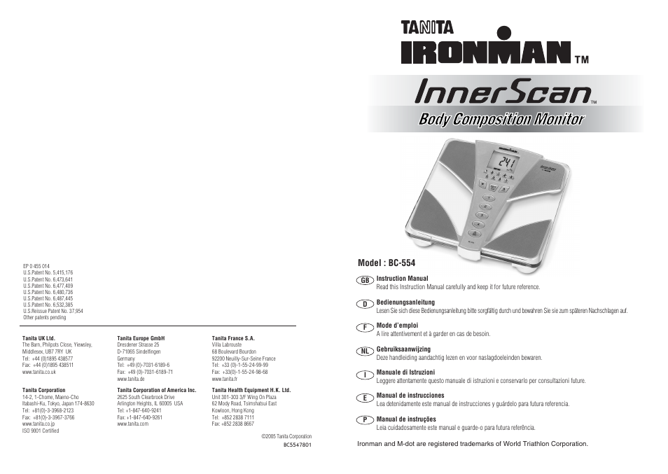 Tanita BC-554 User Manual | 19 pages