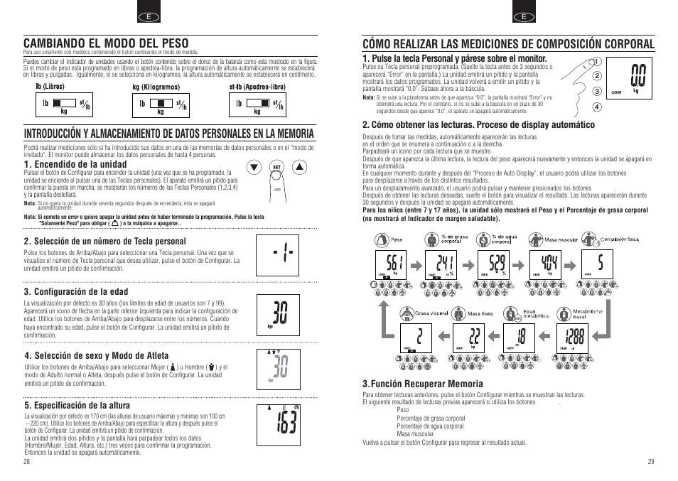 Cambiando el modo del peso | Tanita BC-554 User Manual | Page 16 / 19