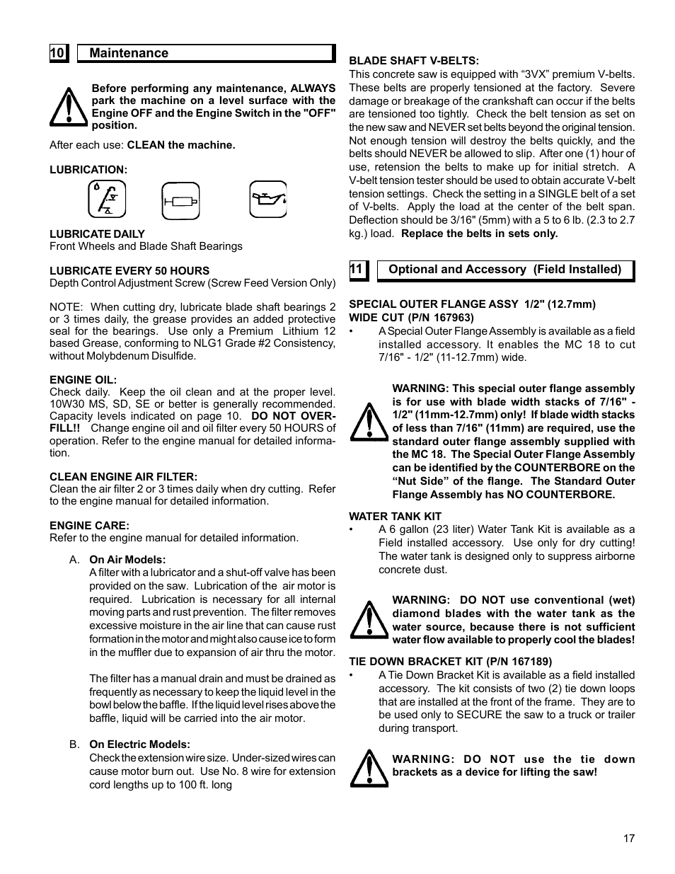 Target MC18 Concrete Saw MC1809H User Manual | Page 17 / 40