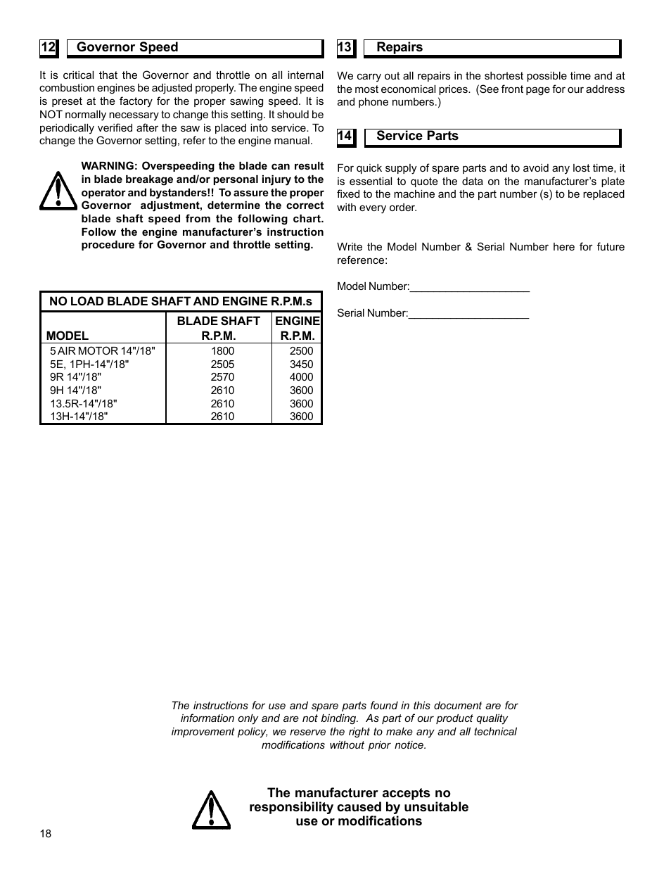 Target MC18 Concrete Saw MC1809H User Manual | Page 18 / 40