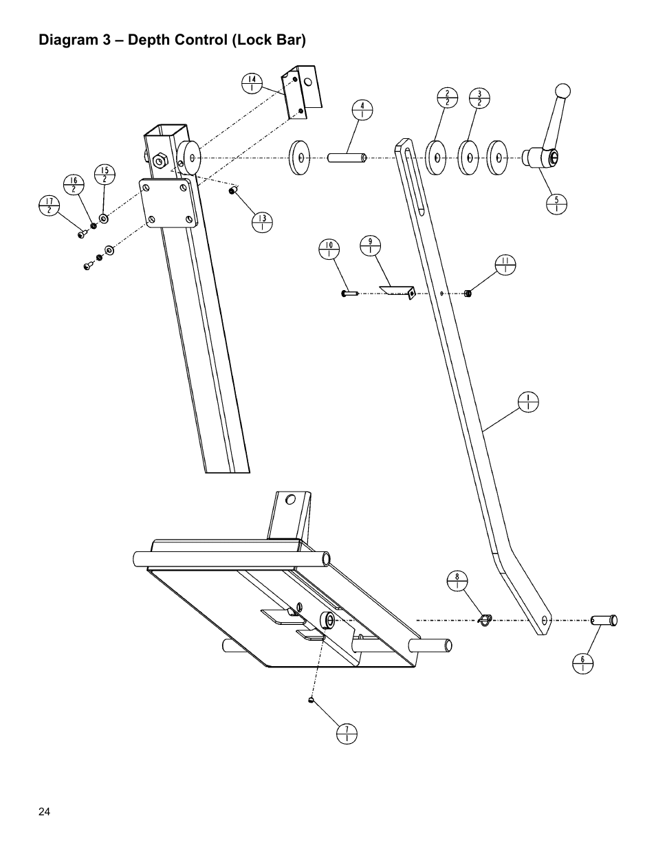 Diagram 3 – depth control (lock bar) | Target MC18 Concrete Saw MC1809H User Manual | Page 24 / 40