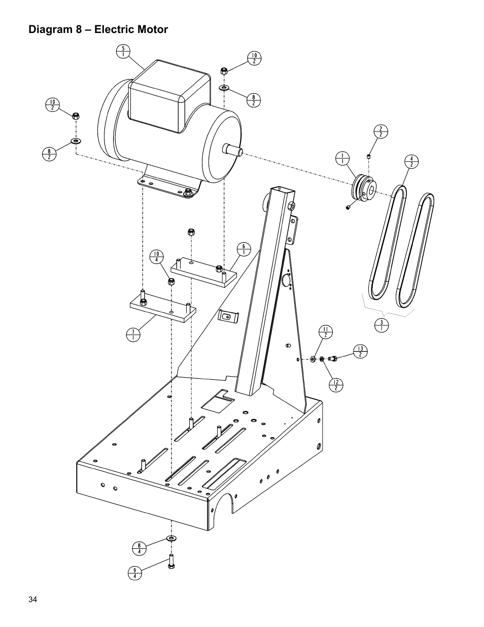 Diagram 8 – electric motor | Target MC18 Concrete Saw MC1809H User Manual | Page 34 / 40