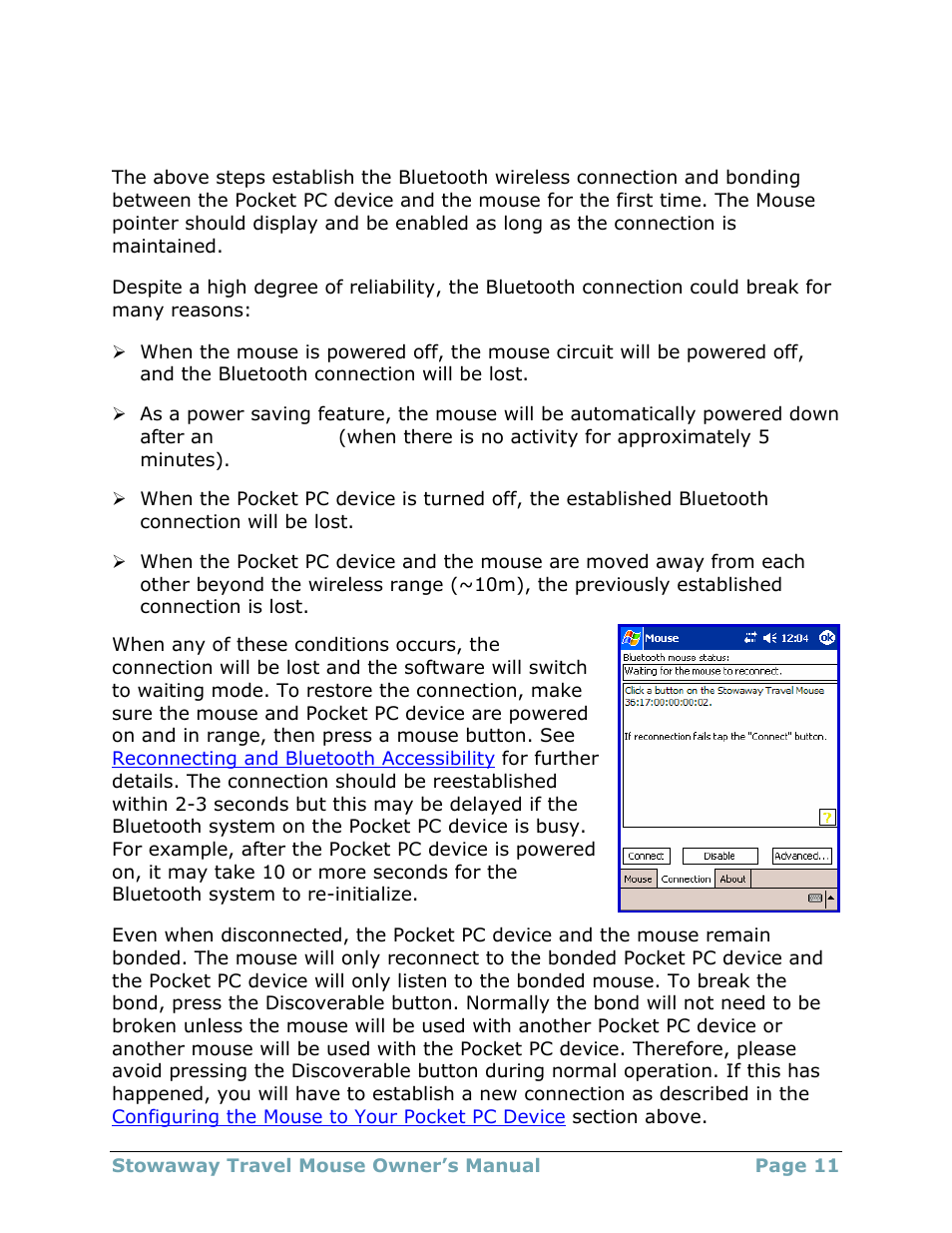 Reconnecting the stowaway travel mouse | Think Outside 4.2T User Manual | Page 11 / 29