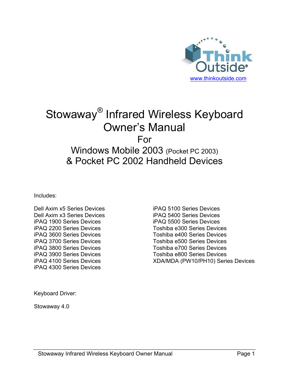 Think Outside Stowaway 101797E User Manual | 18 pages