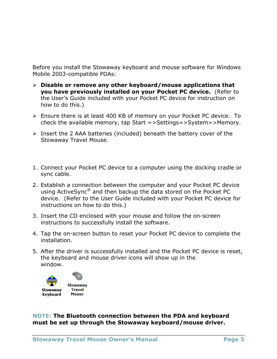 Installing and configuring the mouse for ppc, Before you begin, Installing the software | Think Outside Travel Mouse (for Asus MyPal A620BT) User Manual | Page 5 / 29