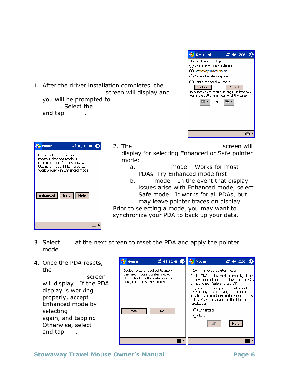 Configuring the mouse to your pocket pc device | Think Outside Travel Mouse (for Asus MyPal A620BT) User Manual | Page 6 / 29
