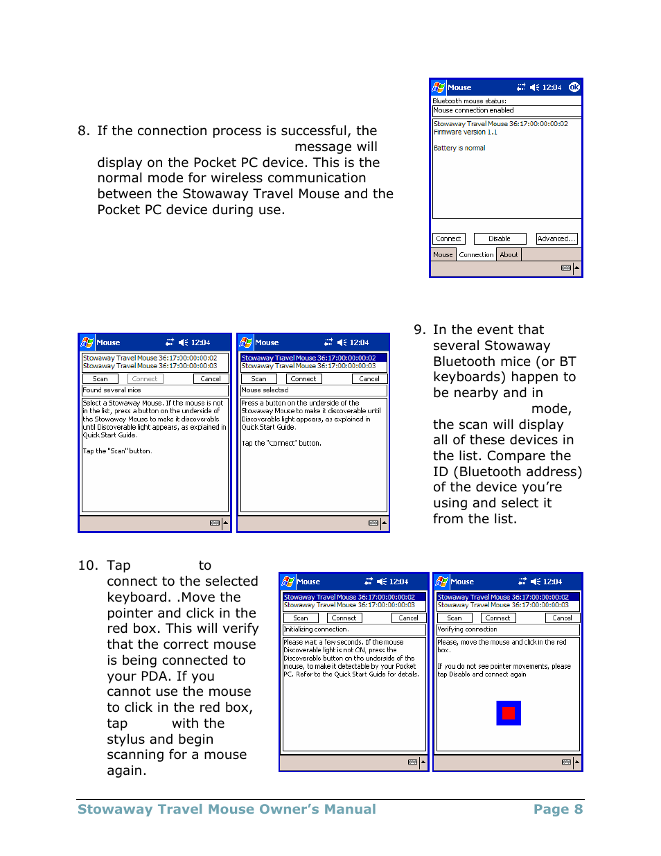 Think Outside Travel Mouse (for Asus MyPal A620BT) User Manual | Page 8 / 29