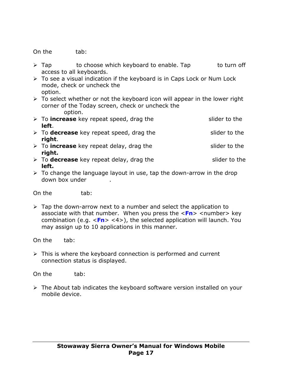 Keyboard control panel | Think Outside Sierra Keyboard User Manual | Page 17 / 37
