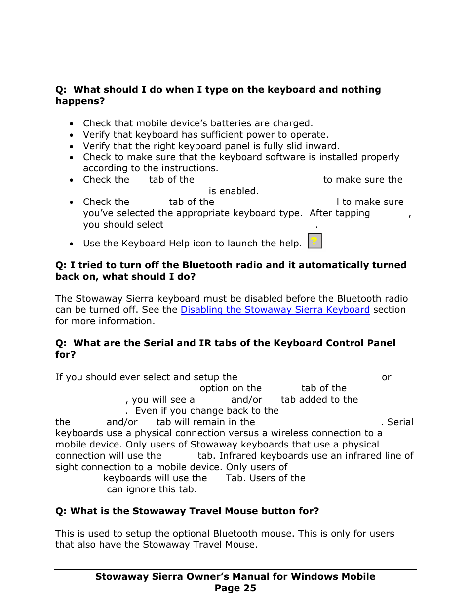 Frequently asked questions | Think Outside Sierra Keyboard User Manual | Page 25 / 37