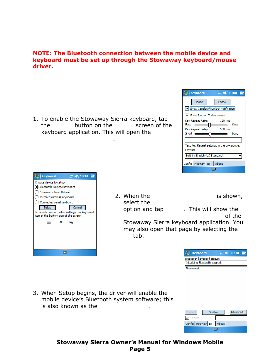 Configuring the keyboard to your device, Enabling the keyboard driver | Think Outside Sierra Keyboard User Manual | Page 5 / 37