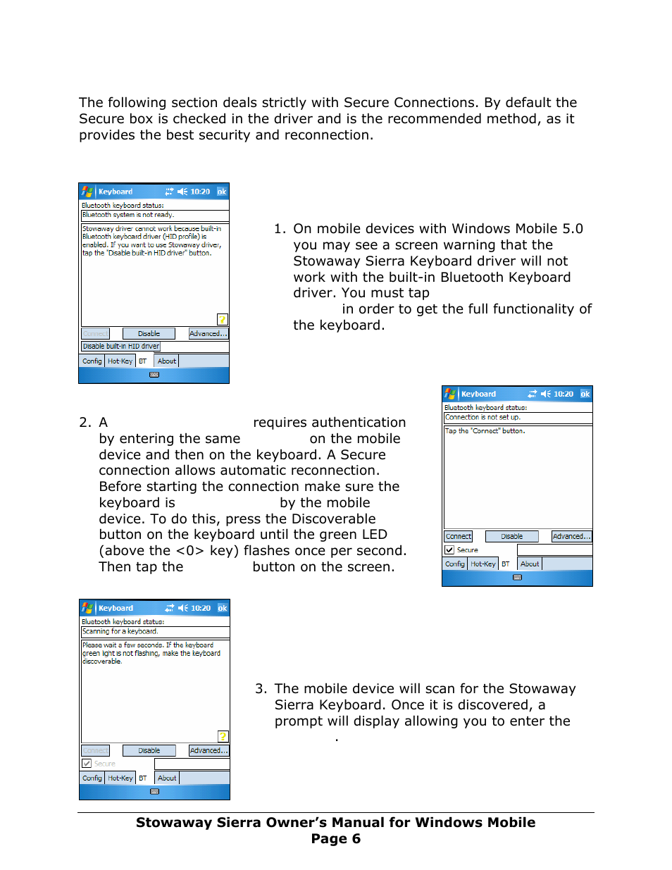 Secured connections | Think Outside Sierra Keyboard User Manual | Page 6 / 37
