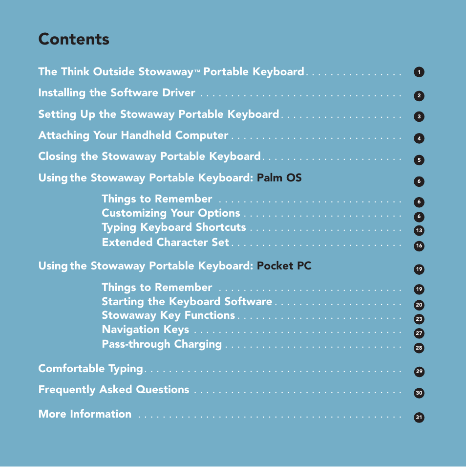 Think Outside Stowaway User Manual | Page 2 / 36