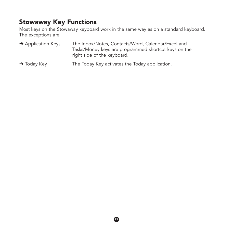 Stowaway key functions | Think Outside Stowaway User Manual | Page 25 / 36