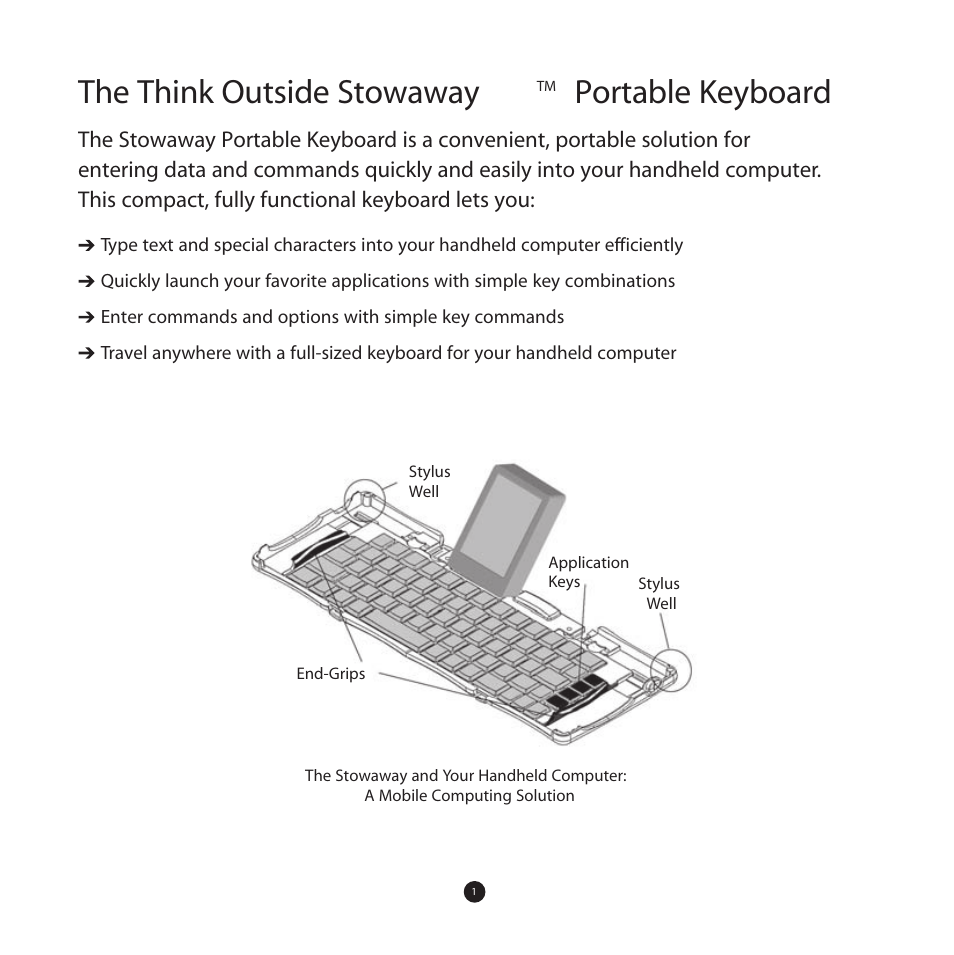 The think outside stowaway, Portable keyboard | Think Outside Stowaway User Manual | Page 3 / 36