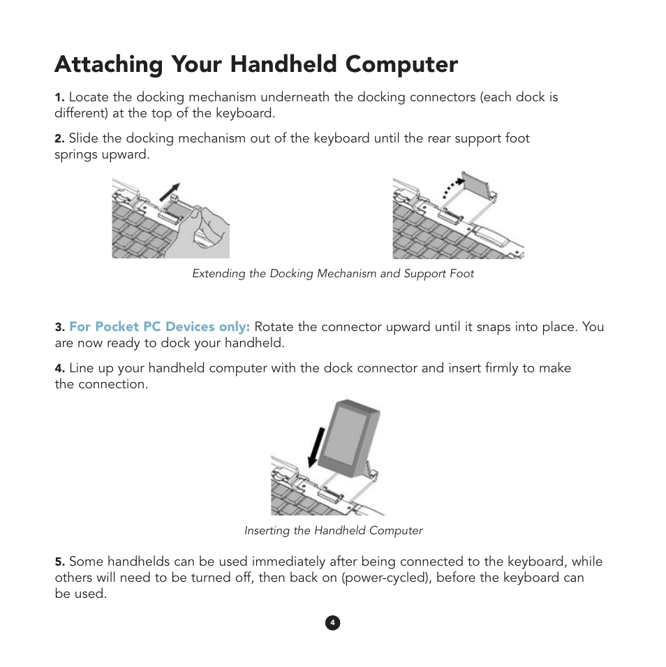 Attaching your handheld computer | Think Outside Stowaway User Manual | Page 6 / 36