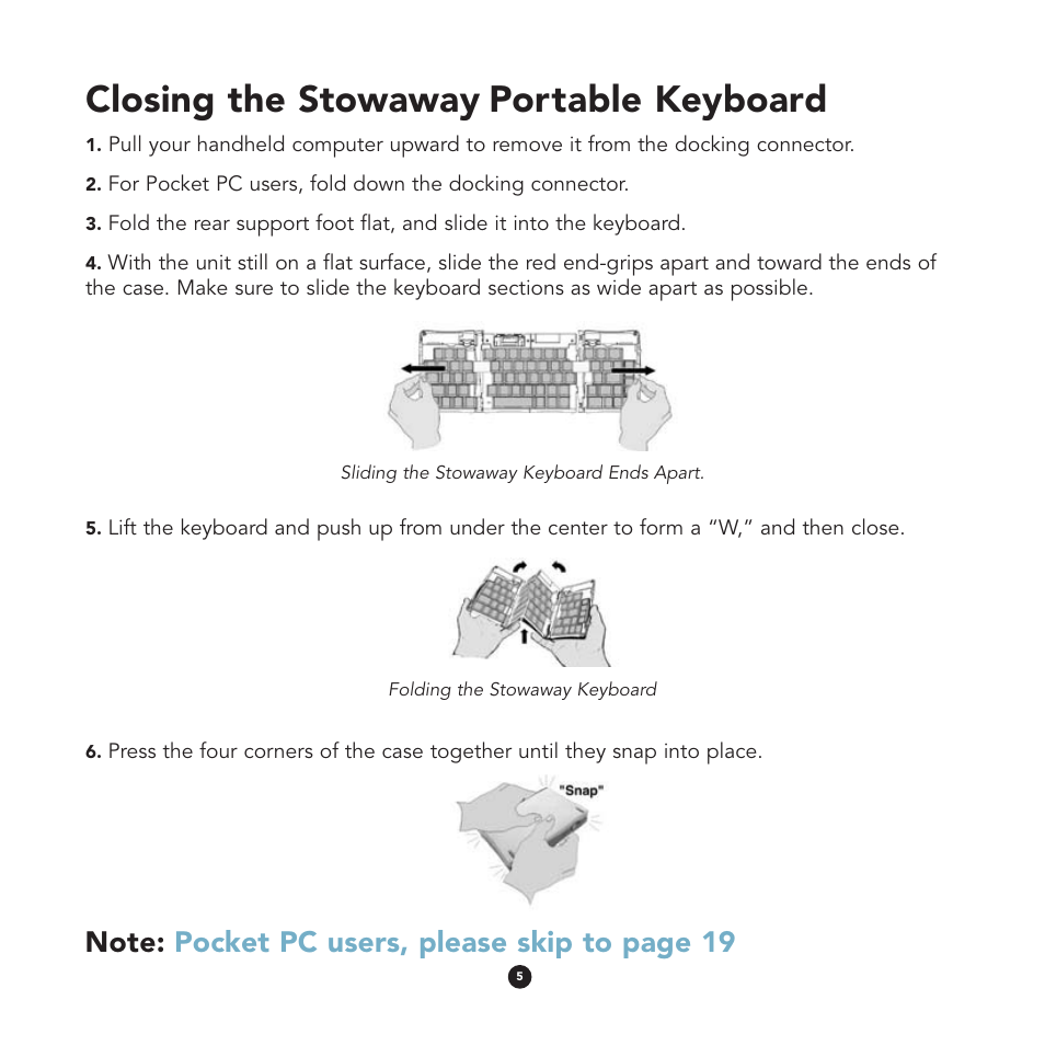 Closing the stowaway portable keyboard | Think Outside Stowaway User Manual | Page 7 / 36