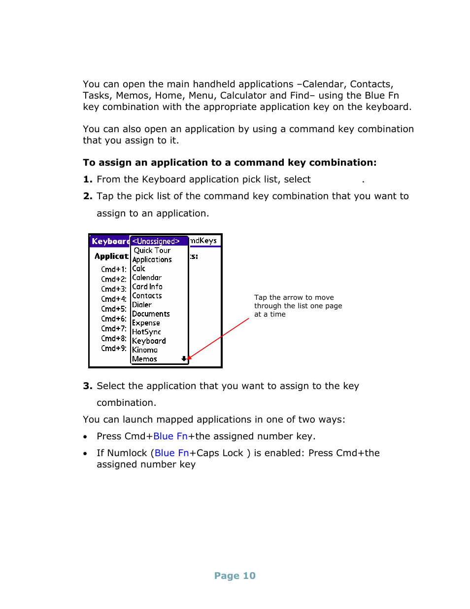 Assigning applications to command key combinations | Think Outside Stowaway Universal Bluetooth Keyboard User Manual | Page 10 / 31