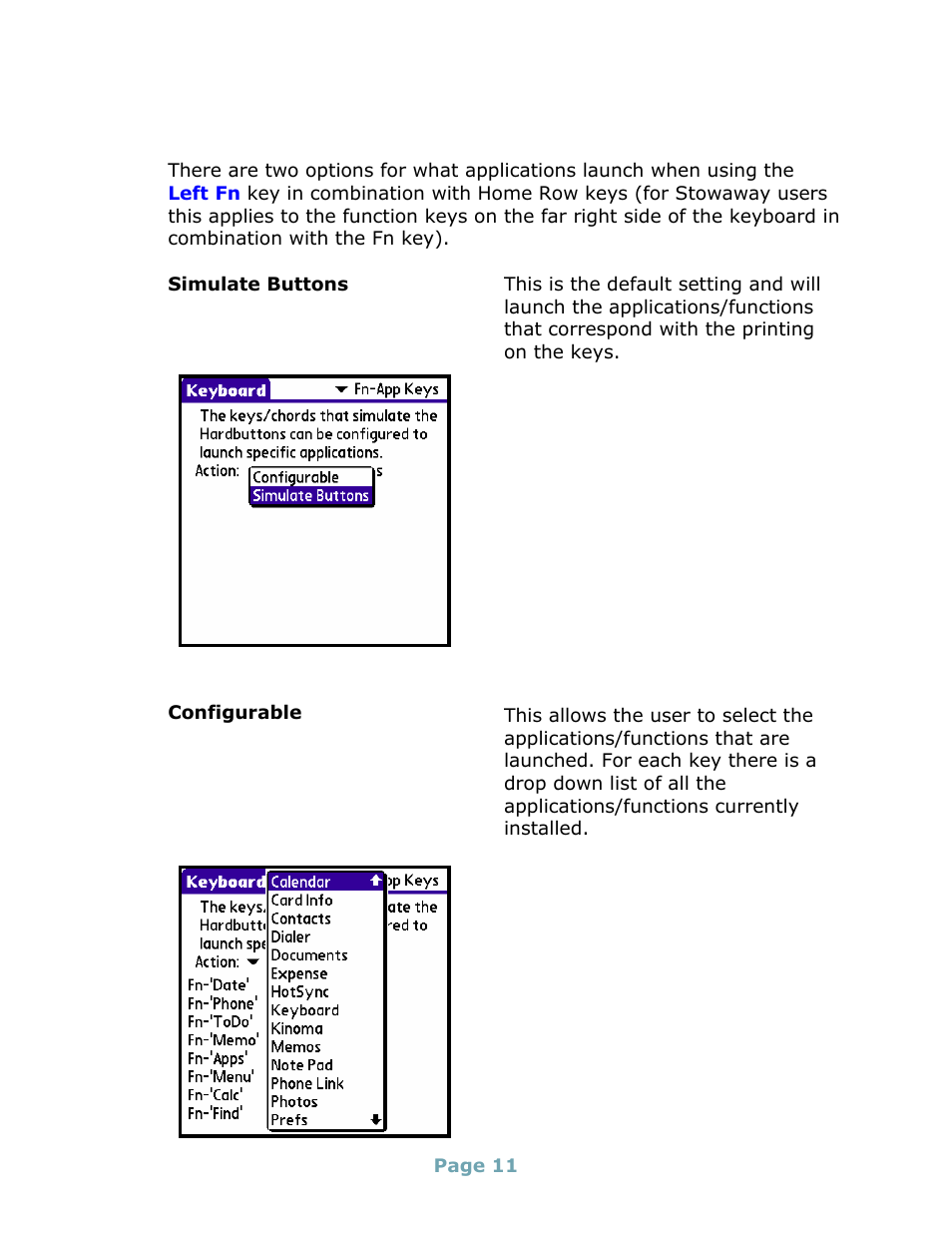 Assigning applications to fn keys | Think Outside Stowaway Universal Bluetooth Keyboard User Manual | Page 11 / 31