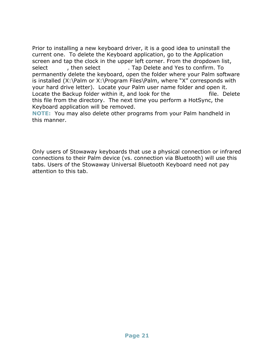 Think Outside Stowaway Universal Bluetooth Keyboard User Manual | Page 21 / 31