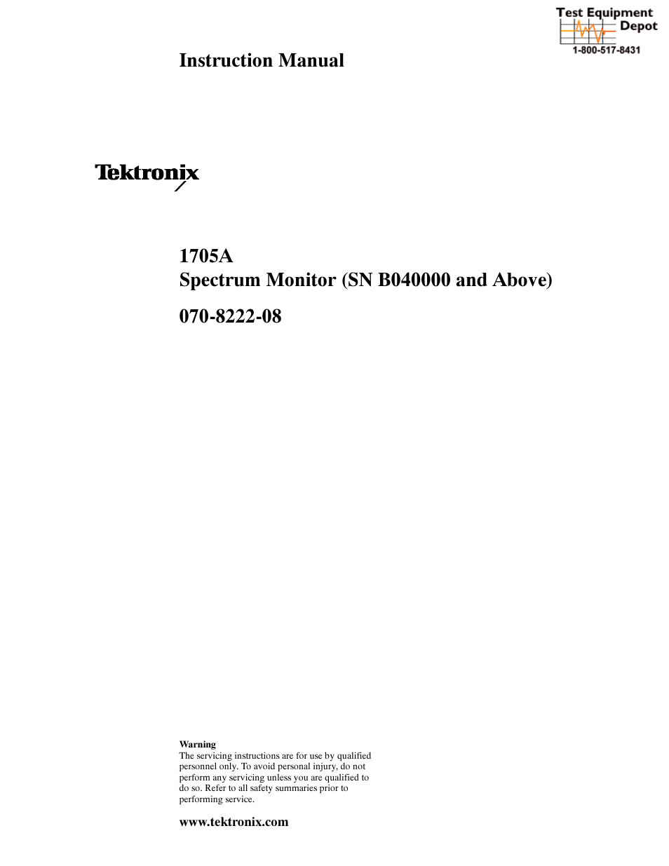 Tektronix 1705A User Manual | 223 pages