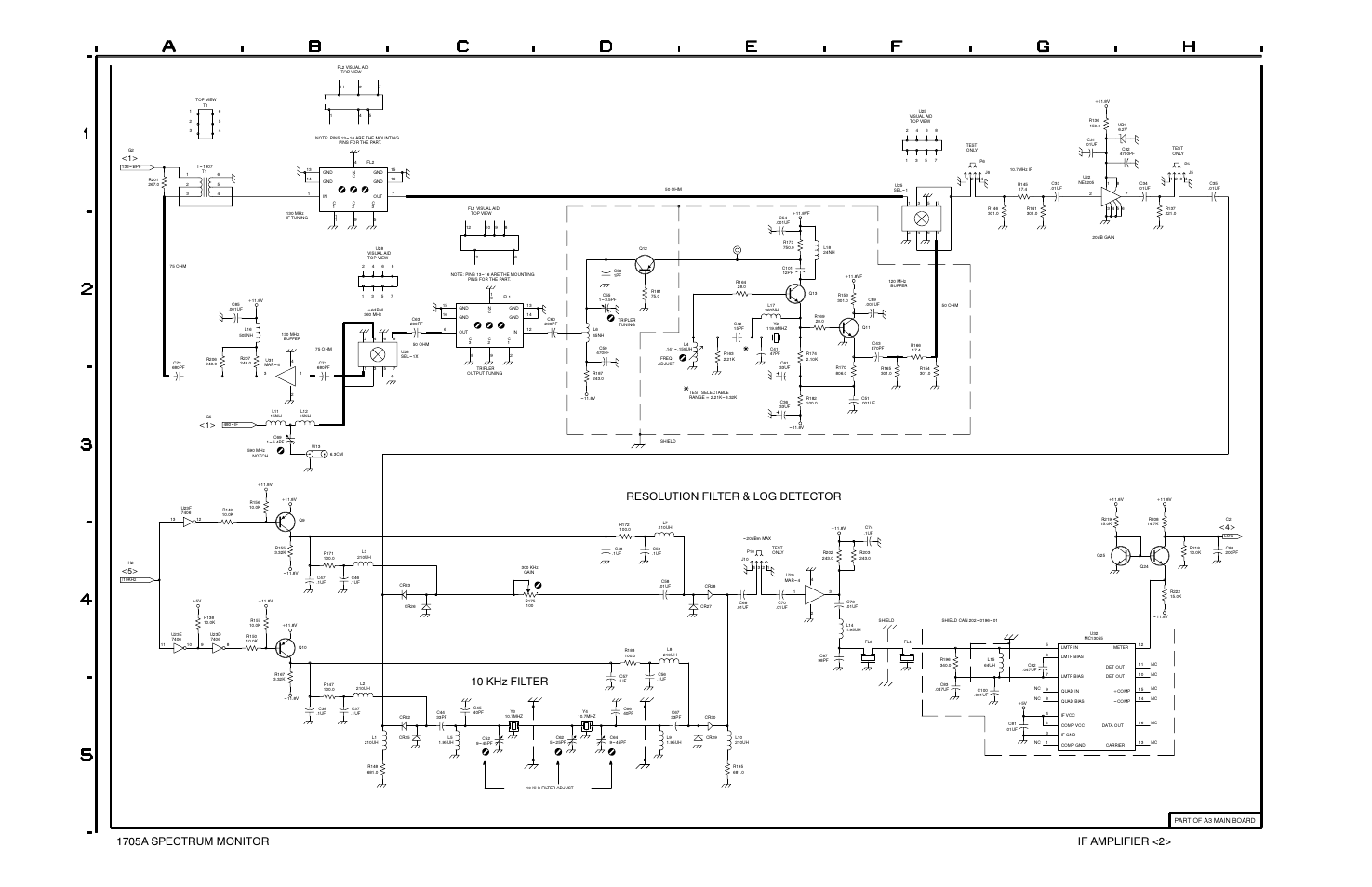 If amplifier <2, Resolution filter & log detector, 10 khz filter | Tektronix 1705A User Manual | Page 200 / 223