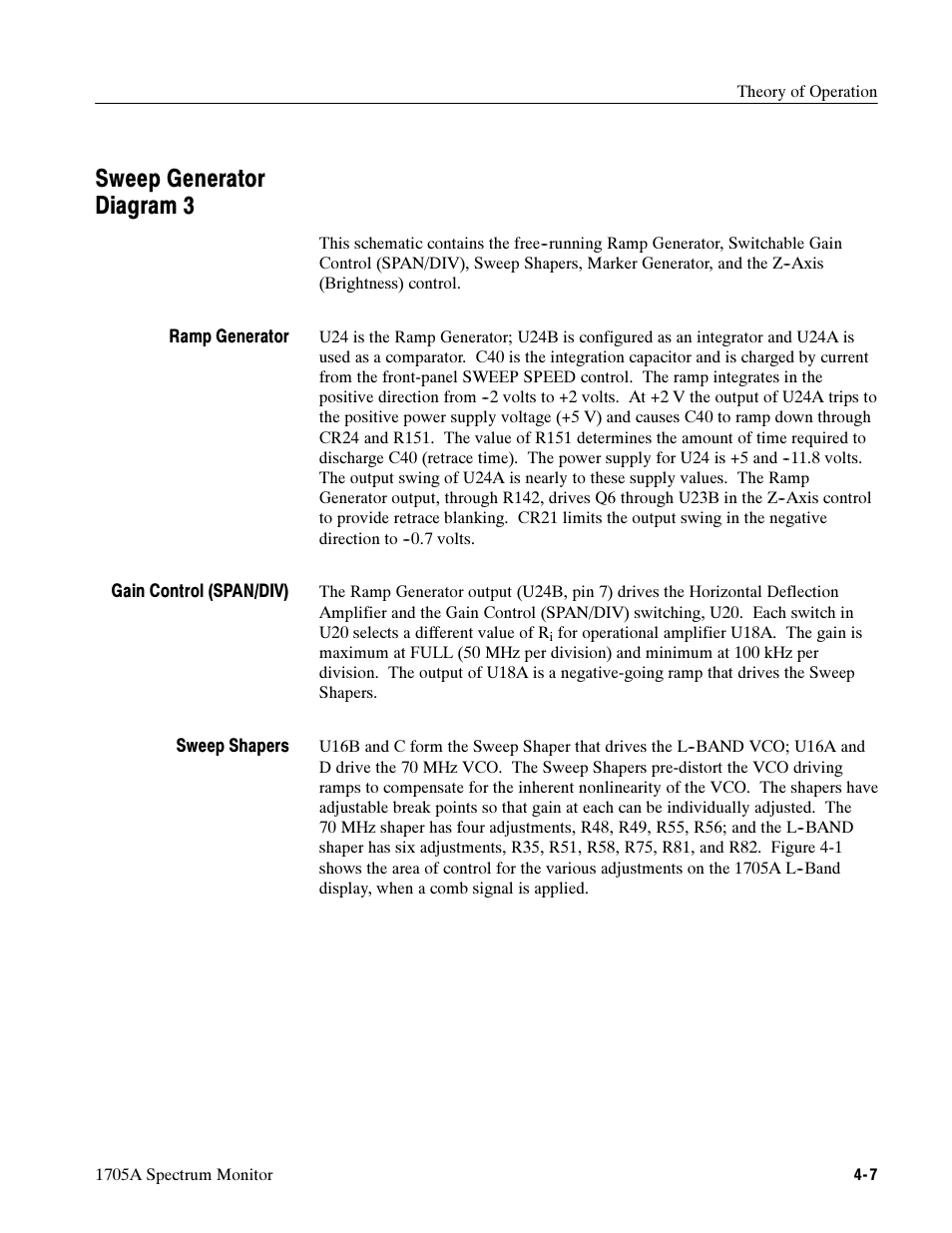 Sweep generator diagram 3 | Tektronix 1705A User Manual | Page 80 / 223