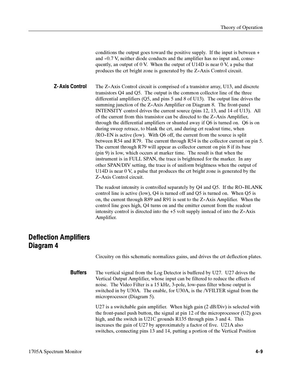 Deflection amplifiers diagram 4 | Tektronix 1705A User Manual | Page 82 / 223
