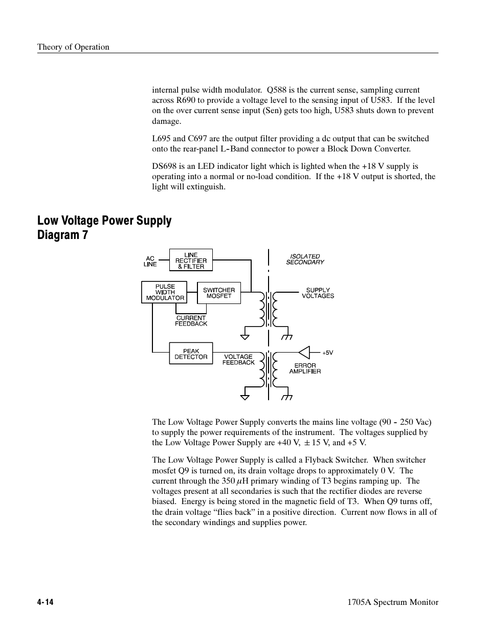 Low voltage power supply diagram 7 | Tektronix 1705A User Manual | Page 87 / 223