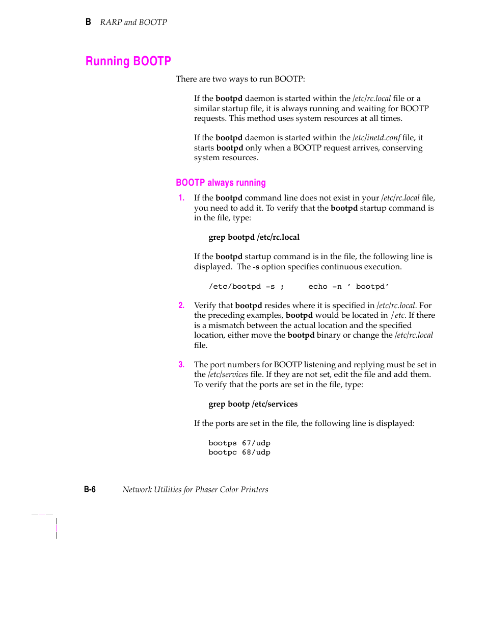 Running bootp | Tektronix 200 Series User Manual | Page 106 / 112