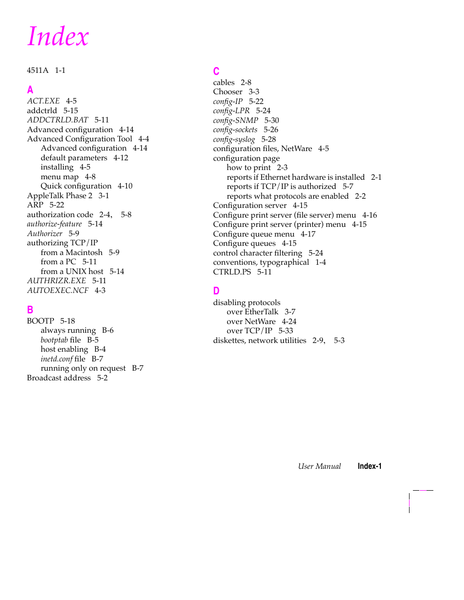 Index | Tektronix 200 Series User Manual | Page 109 / 112