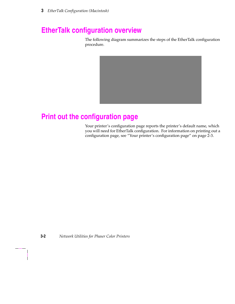 Ethertalk configuration overview, Before you begin 3-1, Ethertalk conþguration overview | Print out the conþguration page | Tektronix 200 Series User Manual | Page 28 / 112