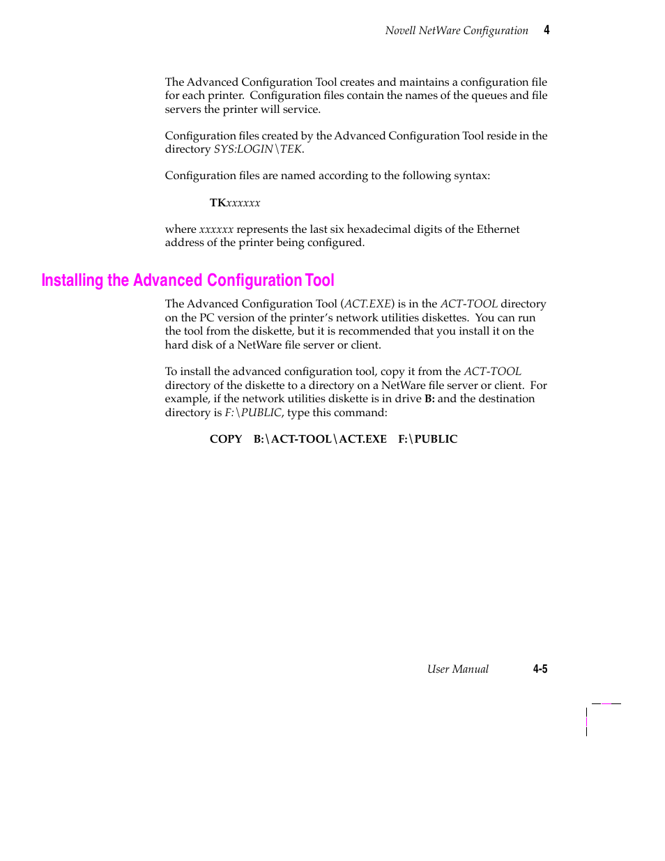 Installing the advanced configuration tool, Installing the advanced conþguration tool | Tektronix 200 Series User Manual | Page 39 / 112