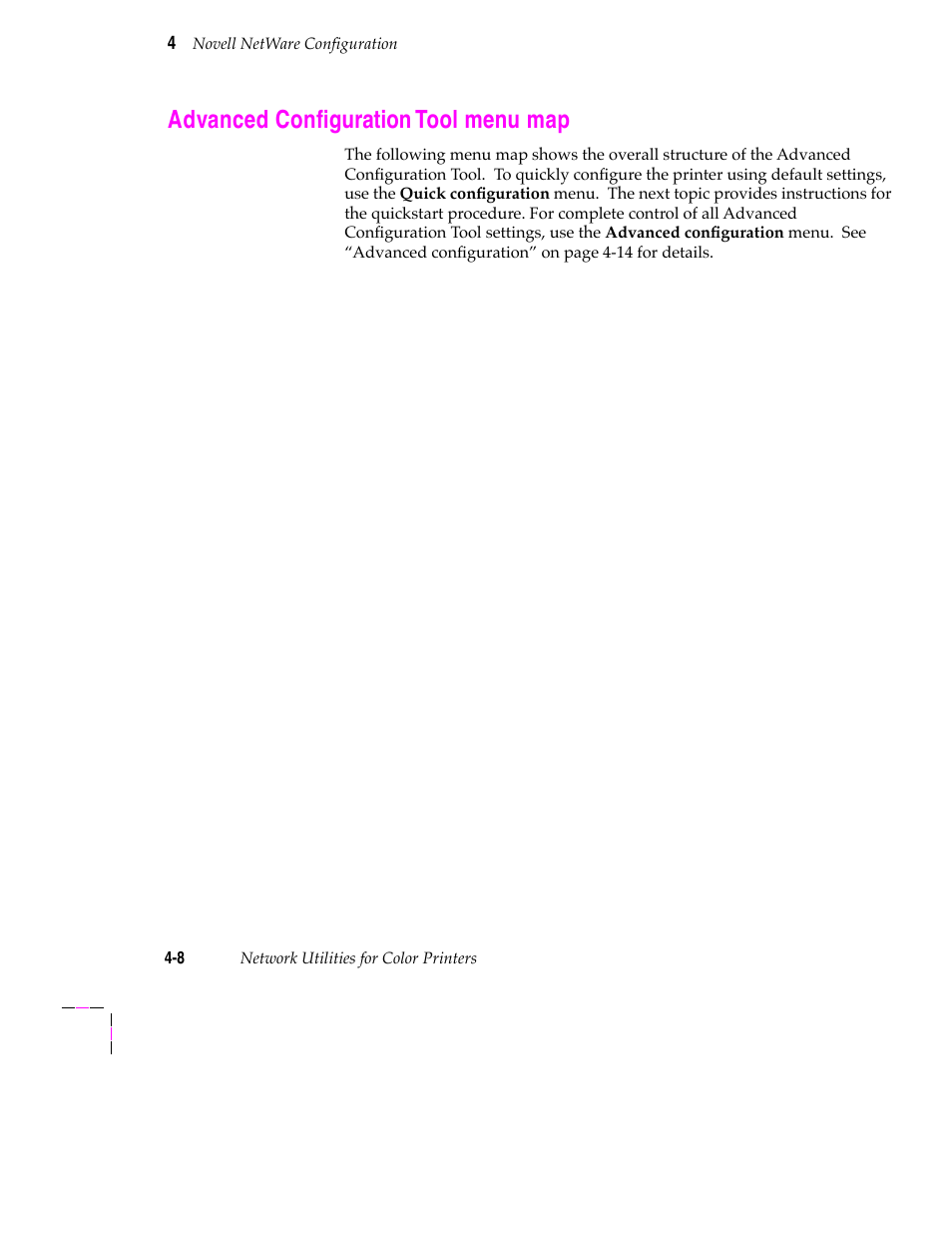 Advanced configuration tool menu map, Advanced configuration tool menu map 4-8, Advanced conþguration tool menu map | Tektronix 200 Series User Manual | Page 42 / 112