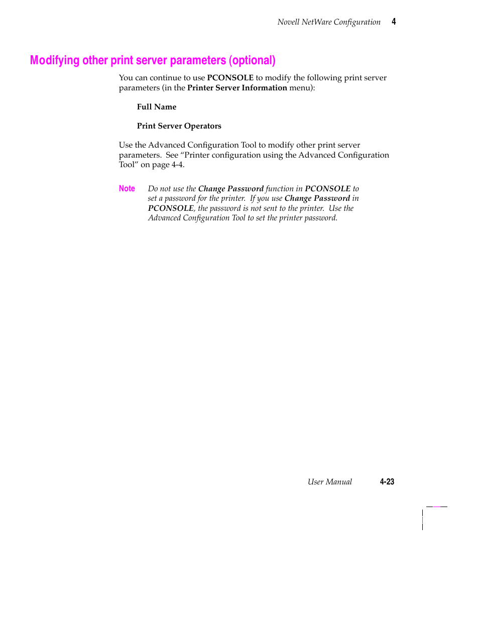 Modifying other print server parameters (optional) | Tektronix 200 Series User Manual | Page 57 / 112