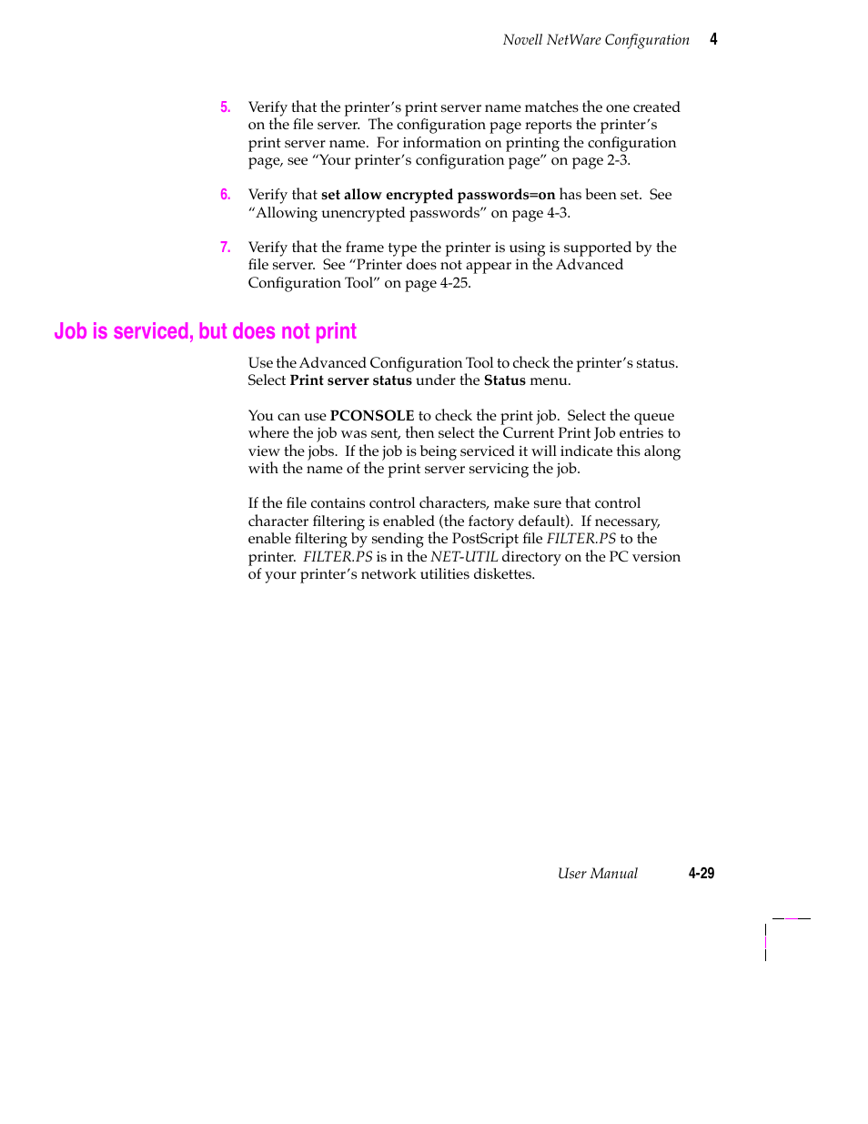 Job is serviced, but does not print | Tektronix 200 Series User Manual | Page 63 / 112