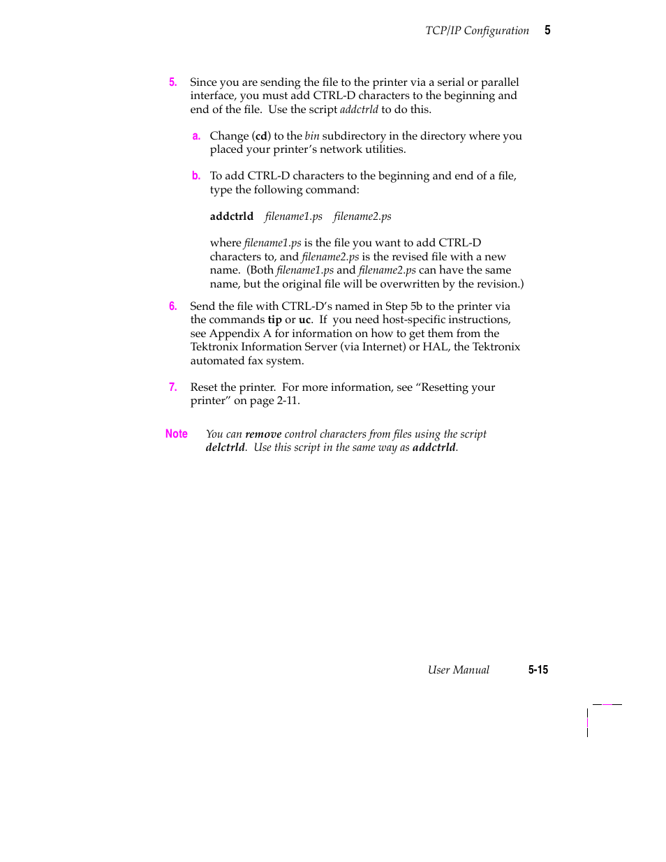 Receiving printer status (optional) 5-27 | Tektronix 200 Series User Manual | Page 79 / 112