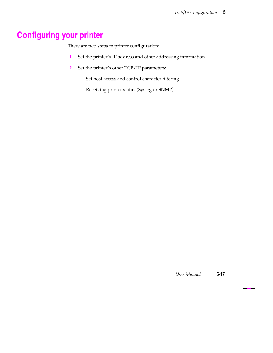 Configuring your printer, Conþguring your printer | Tektronix 200 Series User Manual | Page 81 / 112